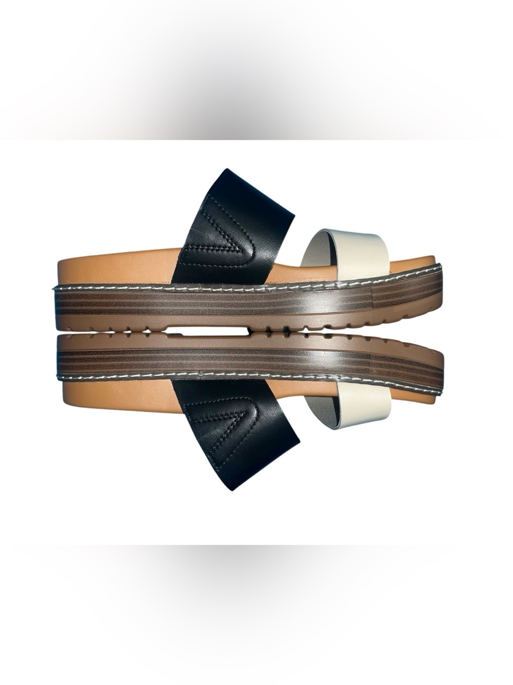 Me Too Two Tone Platform Slide Sandal 5.5 Black Y2K - Picture 4 of 6